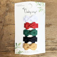 Load image into Gallery viewer, Baby Wisp Tuxedo Mini Bow Snap Clips | 5 pack