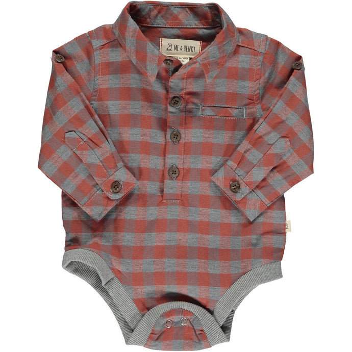 Me & Henry | Red Plaid Jasper Woven Onesie