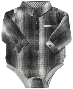 Me & Henry | Blue Plaid Jasper Woven Onesie