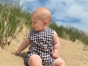 Me & Henry | Navy Plaid Cabin Playsuit