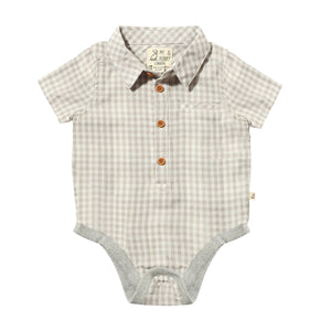 Me & Henry | Grey Plaid Helford Woven Onesie