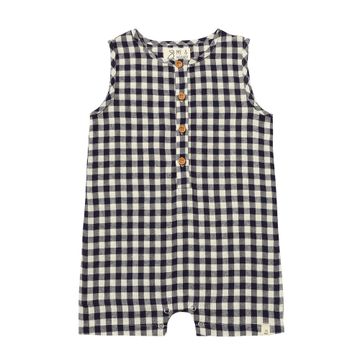 Me & Henry | Navy Plaid Cabin Playsuit