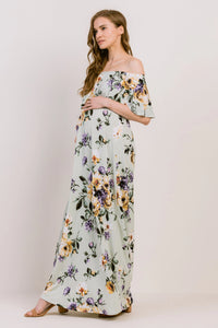 Hello Miz | Floral Off Shoulder Maternity Maxi Dress
