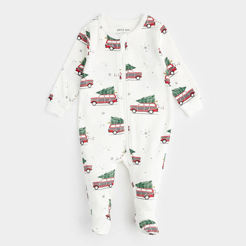 Petit Lem | Holiday Print Baby Sleeper