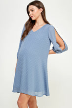 Load image into Gallery viewer, Hello Miz | Cold Shoulder Swiss Dot Maternity Tunic Dress
