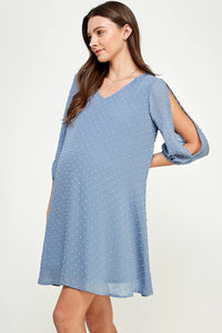 Hello Miz | Cold Shoulder Swiss Dot Maternity Tunic Dress