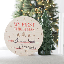Load image into Gallery viewer, Pearhead &quot;My First Christmas&quot; Wooden Sign