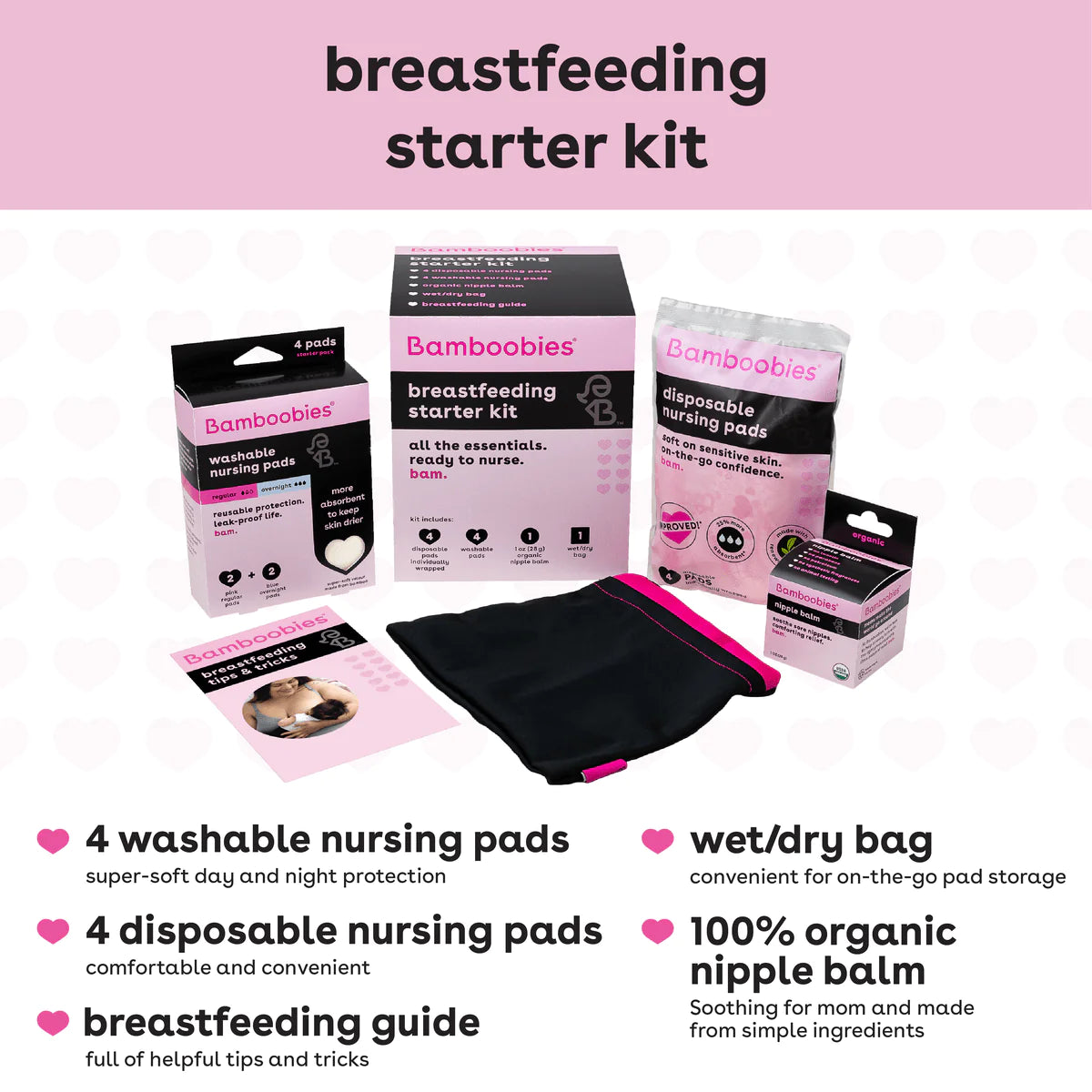 Bamboobies Nursing Pads for Breastfeeding, Reusable Breast Pads