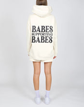 Load image into Gallery viewer, Brunette the Label | The &quot;BABES SUPPORTING BABES&quot; Big Sister Hoodie in Almond Milk