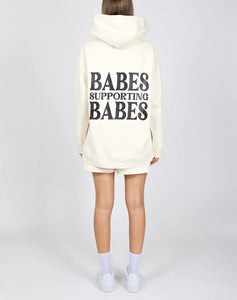Brunette the Label | The "BABES SUPPORTING BABES" Big Sister Hoodie in Almond Milk