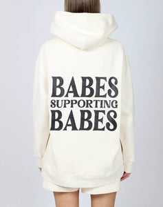 Brunette the Label | The "BABES SUPPORTING BABES" Big Sister Hoodie in Almond Milk