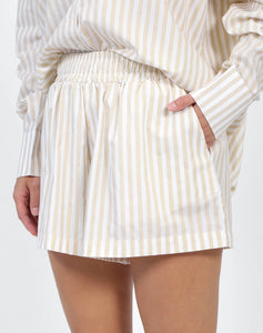 Brunette the Label | Striped Shorts in Almond Milk