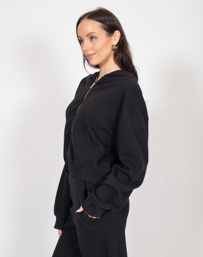 Brunette the Label | Waffle Knit Full Zip Middle Sister Hoodie