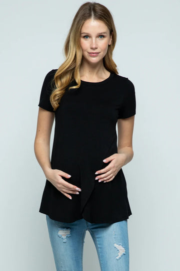 Hello Miz | Short Sleeve Asymmetrical Wrap Nursing Top