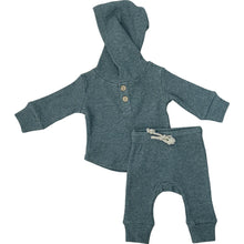 Load image into Gallery viewer, Mebie Baby | Charcoal Waffle Hooded Two-Piece Set