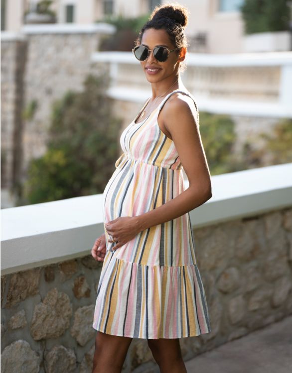 Seraphine  October Maternity & Nursing Striped Sundress