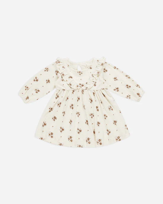 Quincy Mae | Autumn Flora Long Sleeve Ruffle V Dress