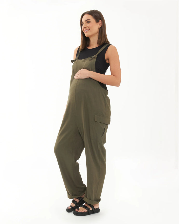 Ripe Maternity | Cargo Pocket Linen Jumpsuit
