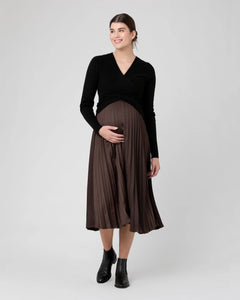 Ripe Maternity | Satin Pleat Skirt
