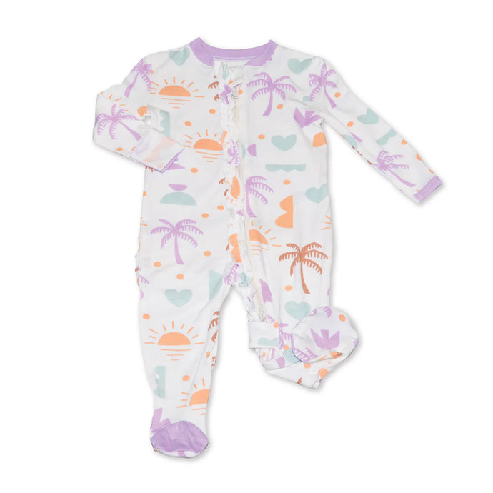 Silkberry Baby | Bamboo Ruffle Footie with Two Way Zipper