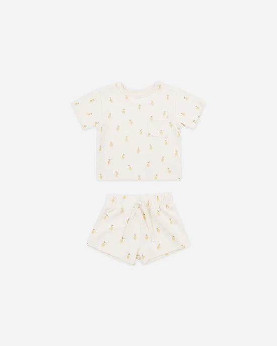 Quincy Mae | Lemons Boxy Pocket Tee + Short Set