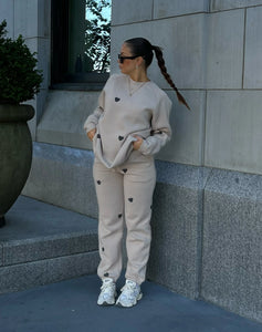 Brunette the Label | The "ALL OVER HEART" Oversized Joggers in Oyster