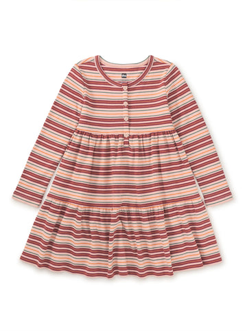 Tea Collection | Long Sleeve Tiered Henley Dress