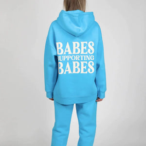 Brunette the Label | The "BABES SUPPORTING BABES" Big Sister Hoodie in Mediterranean Blue
