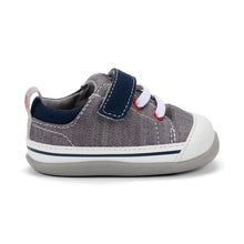 Load image into Gallery viewer, See Kai Run | Grey Denim Stevie II First Walker Shoes