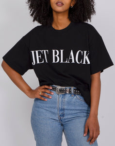 Brunette the Label | "JET BLACK SERIF" Boxy Crew Neck Tee