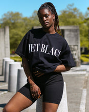 Load image into Gallery viewer, Brunette the Label | &quot;JET BLACK SERIF&quot; Boxy Crew Neck Tee
