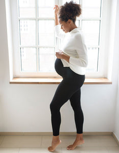 Seraphine | Black Bamboo Over Bump Maternity Leggings