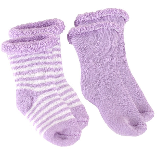 Kushies Terry Newborn Socks | 2pk